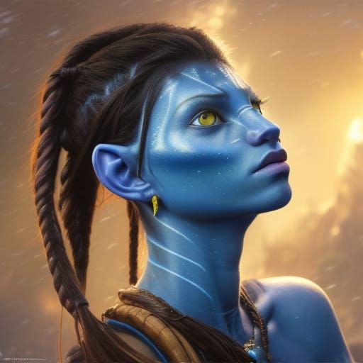 Stunning Na'vi Girl Portrait in Hyperdetailed Style