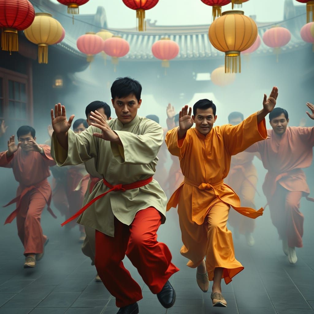 Dynamic Kung Fu Scene in Cinematic Style