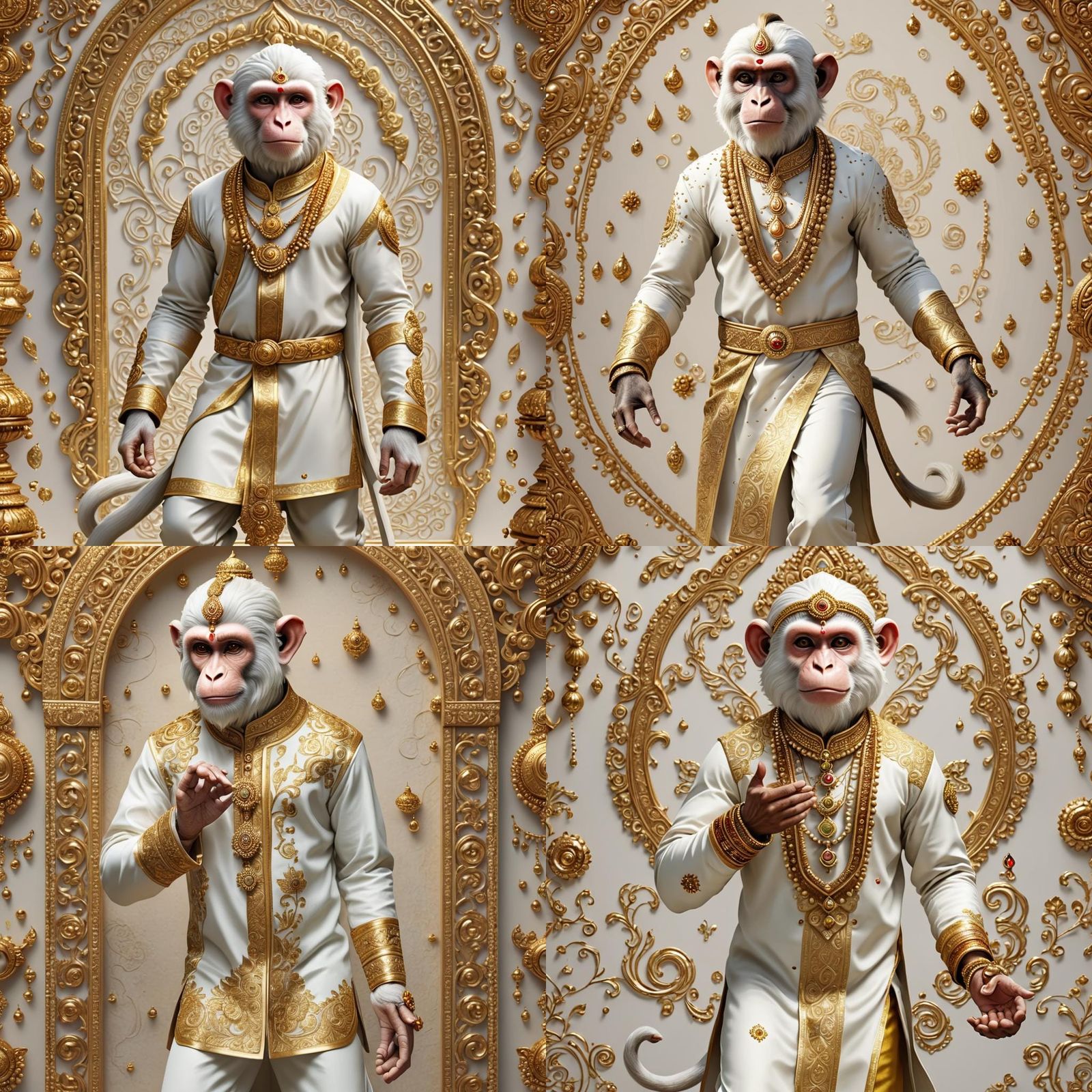 Indian Style Monkey Man in Silk and Gold