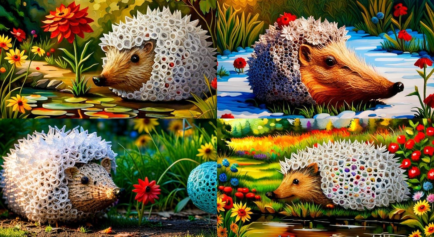 Crochet Hedgehog Garden Art from Recycled Materials