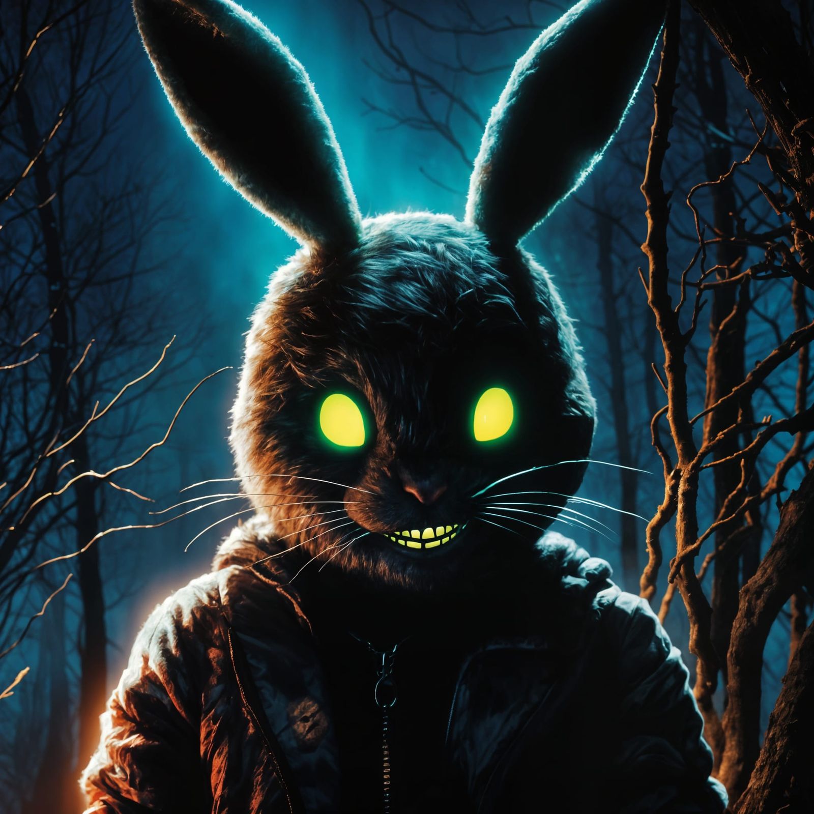 Disturbing Bunny Suit with Eerie Smile