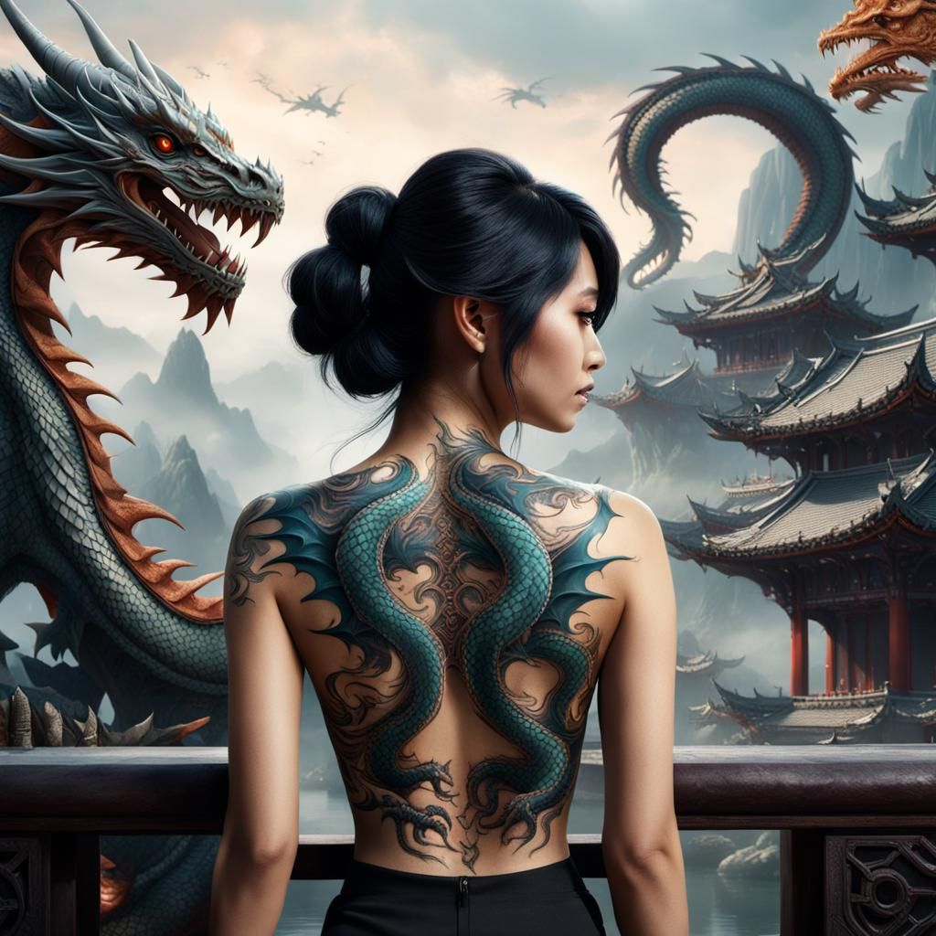 Dragon Tattoo Art: Detailed Fantasy Concept