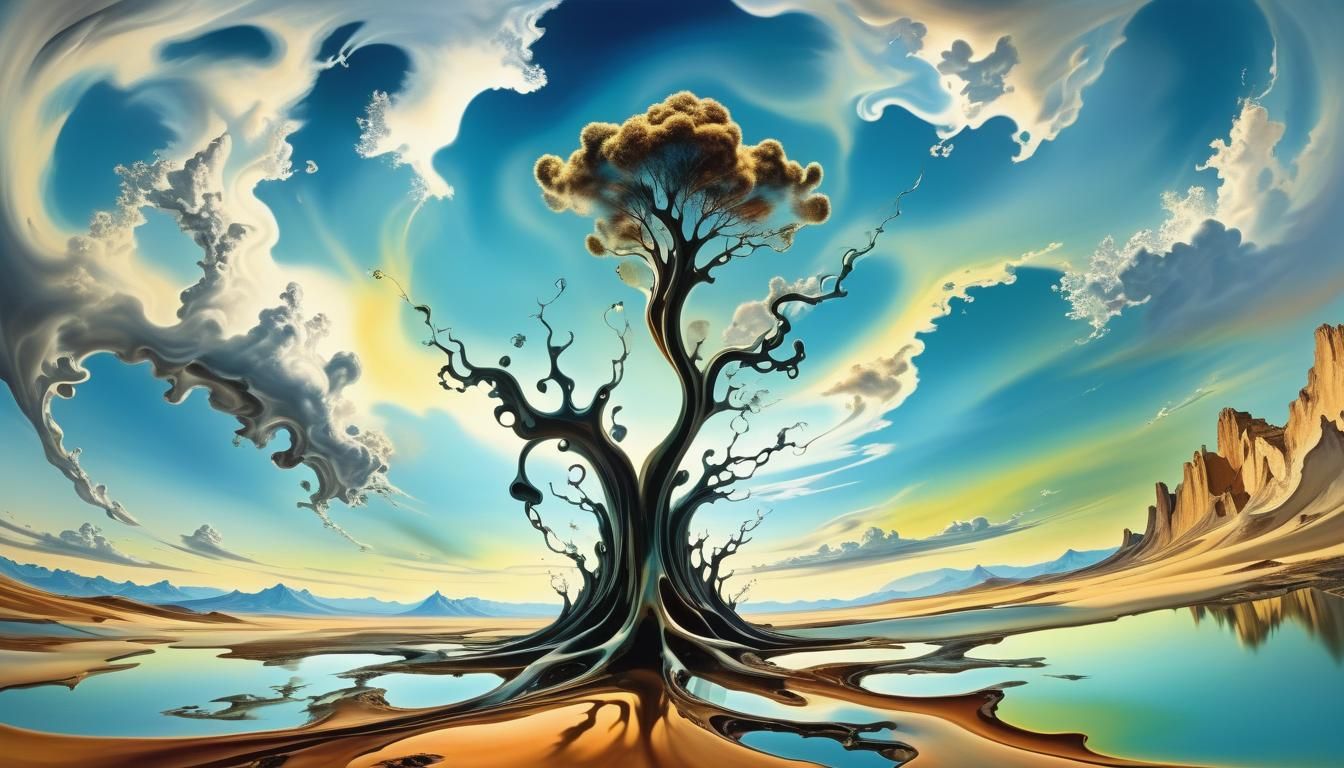 Surreal Landscape with Elastic Flora and Vortex, Salvador Da...