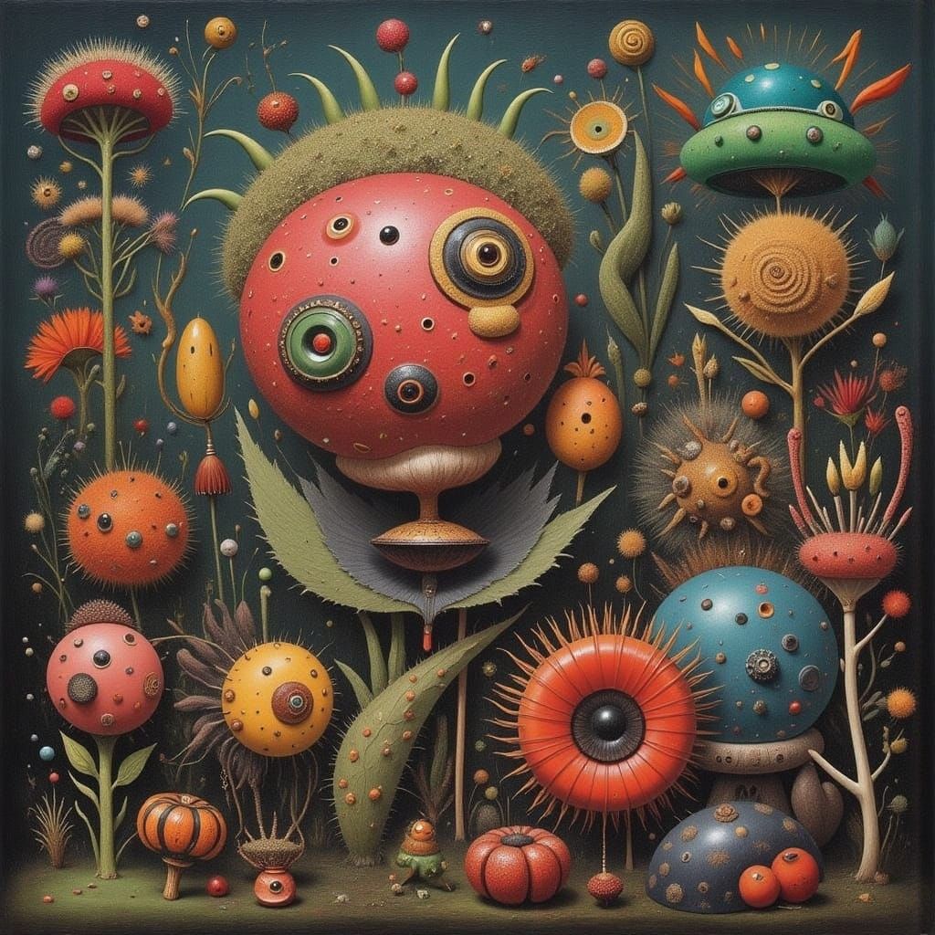 Abstract Cactus Silhouettes Against a Dark Background