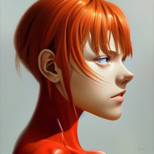 Asuka Langley Portrait in Art Nouveau Style