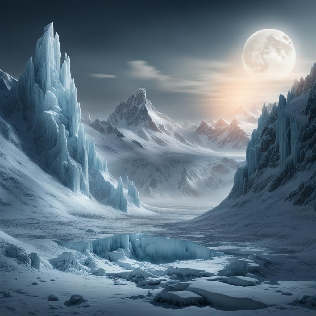 Epic Moon of Ice Digital Matte Painting