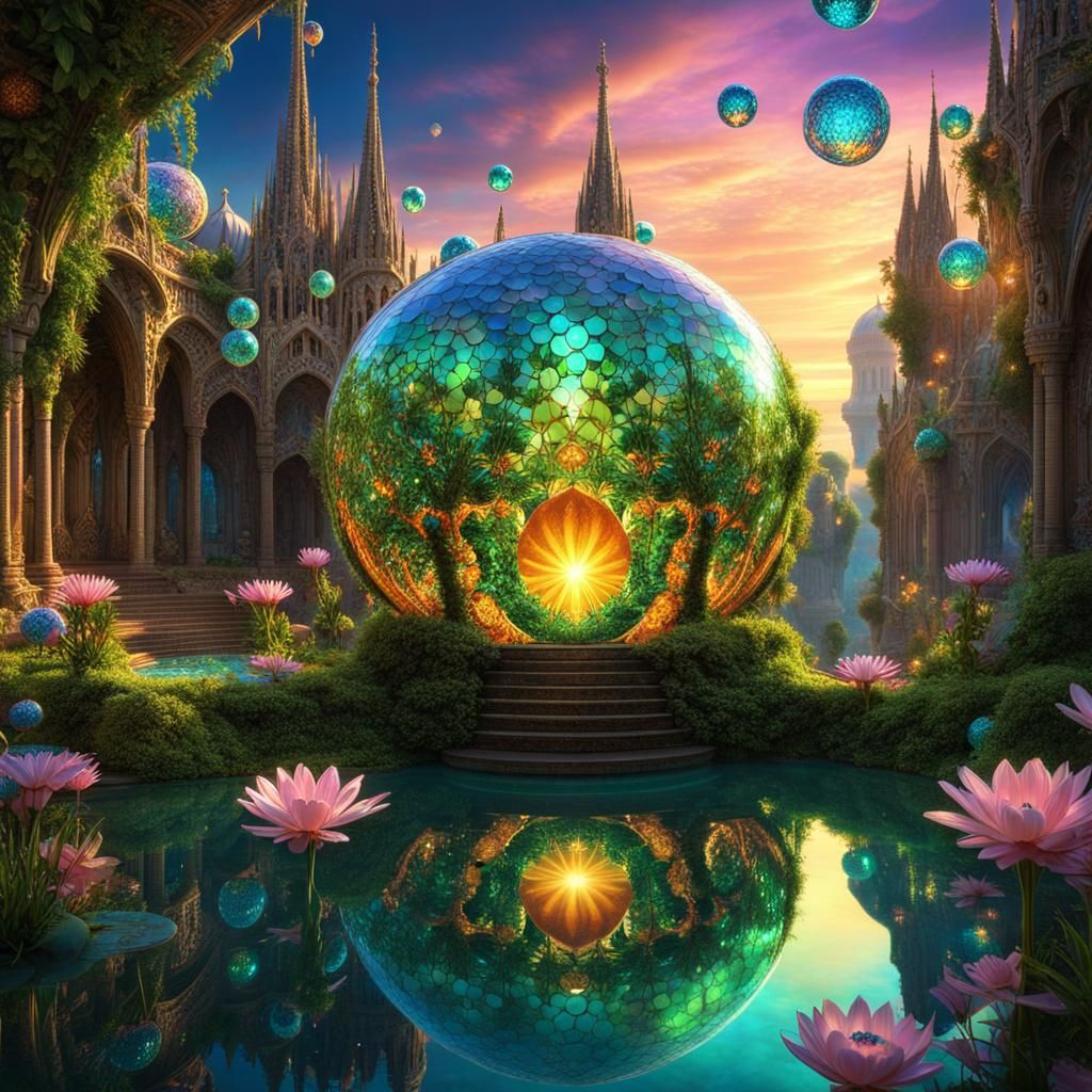 Iridescent Fairy World with Crystal Light, Digital Art