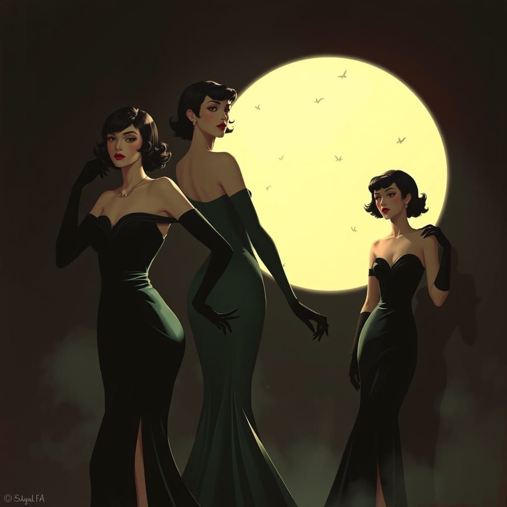 1930s Vampire Femme Fatales in Noir Style