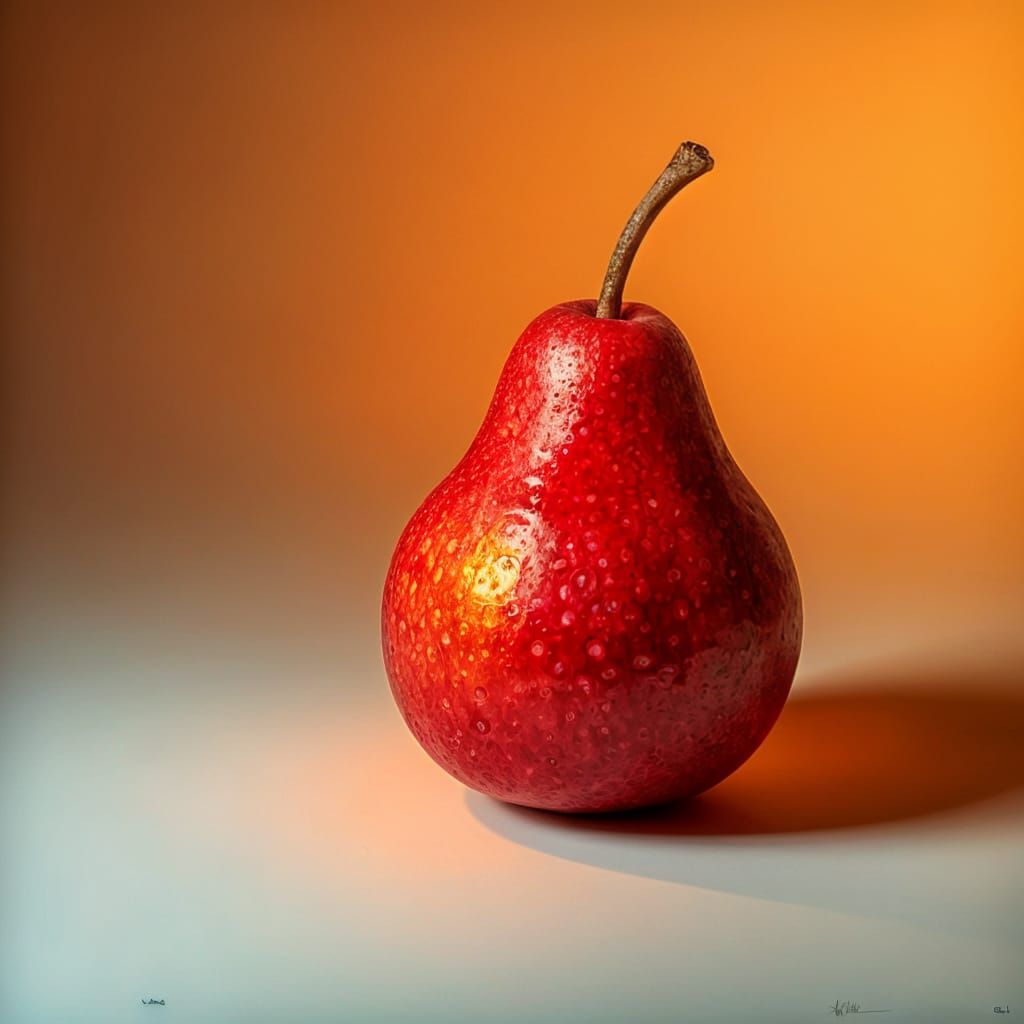 Red Pear with Volumetric Lighting, Classical Style