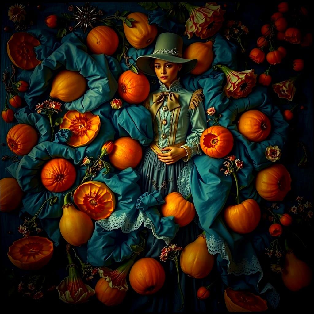 Elegantly Dressed Figure in French Countryside