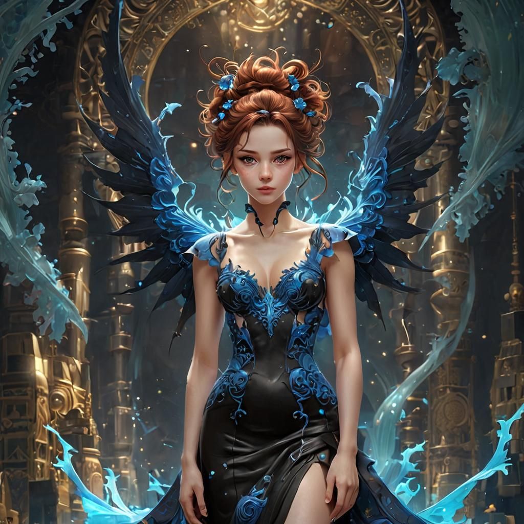 Copper Sorceress with Lightning Wings, Graffiti Art