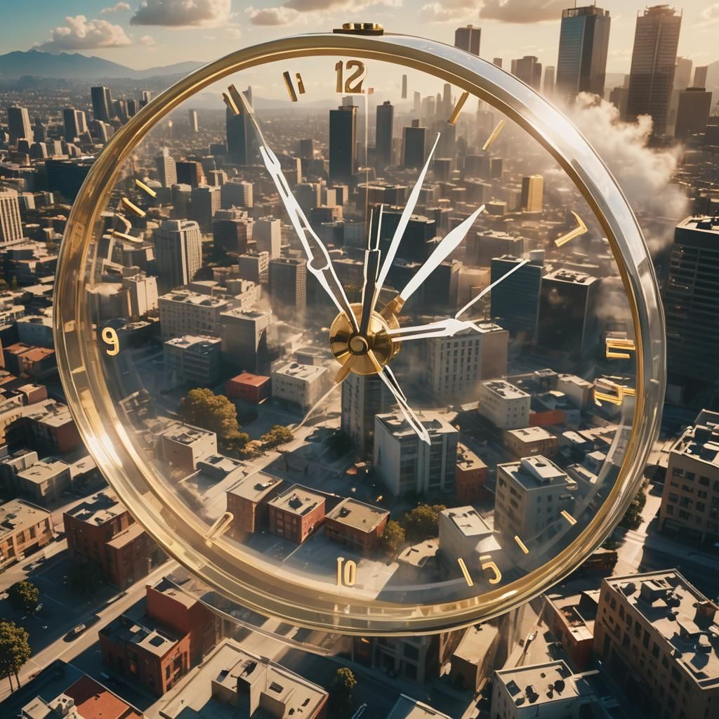 Los Santos Cityscape Through a Dreamy Alarm Clock