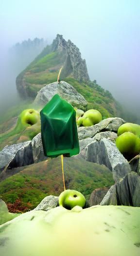 Green Apple on Misty Mountain Peak