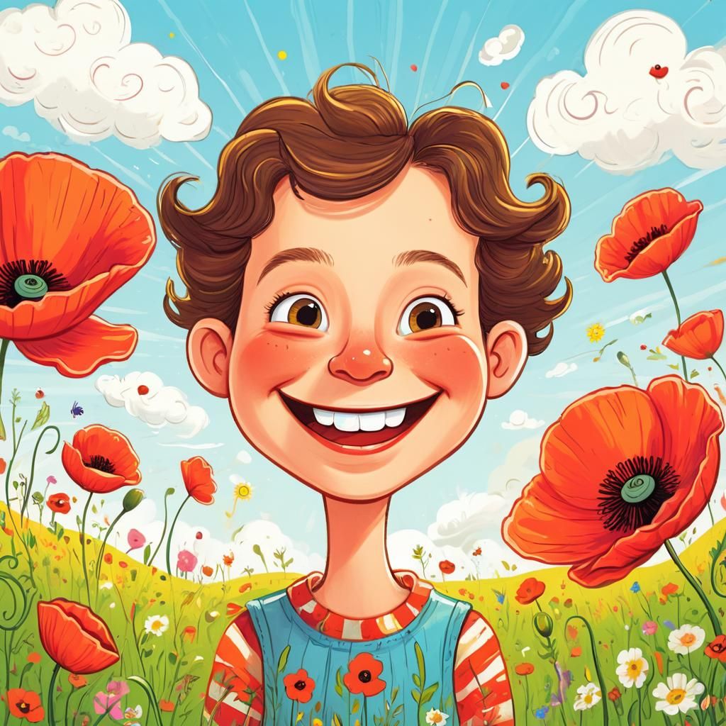 Smiling Character Portrait in Cartoon Illustration Style