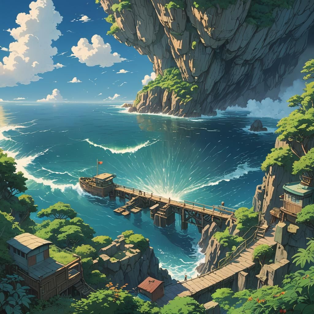 Ocean Eyes in Studio Ghibli Anime Style