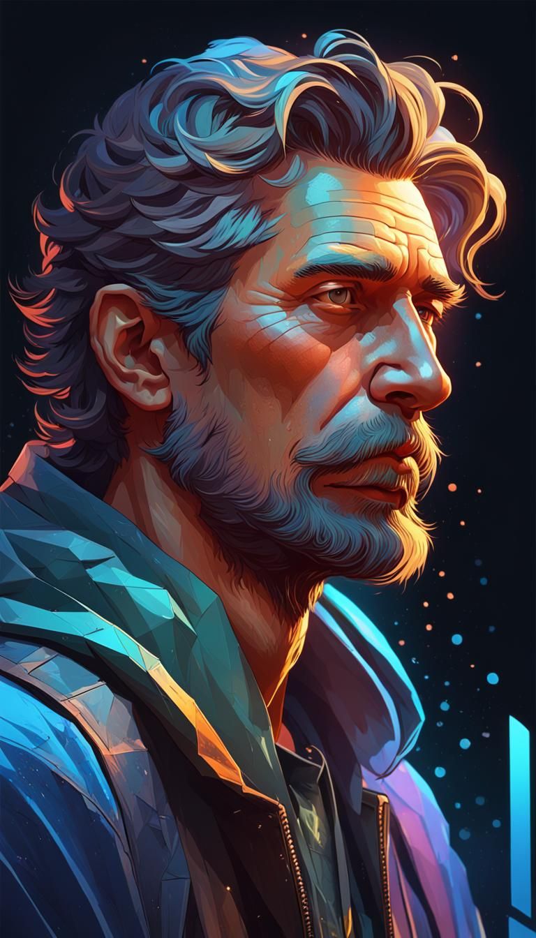 Detailed Portrait of Man Thinking in Unreal Engine 5