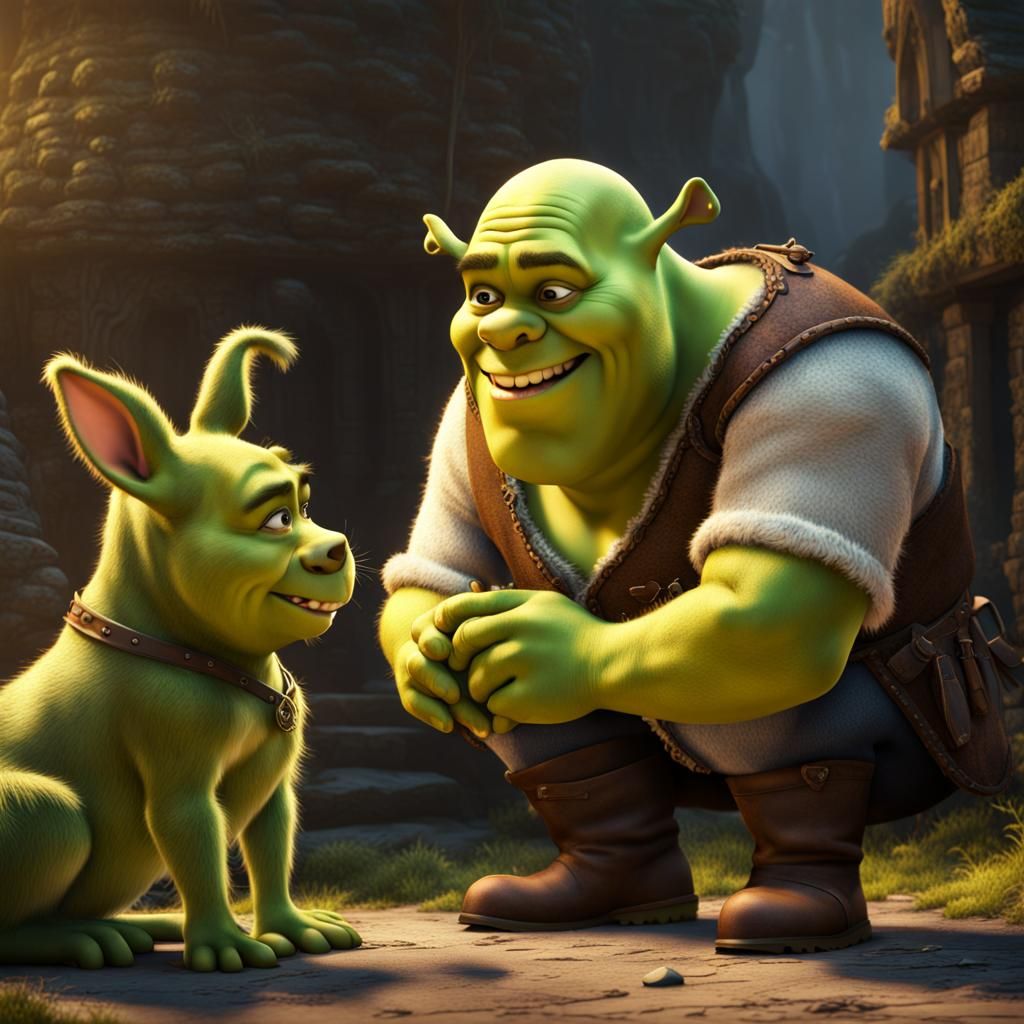 Shrek and Puppy: Detailed Matte Painting
