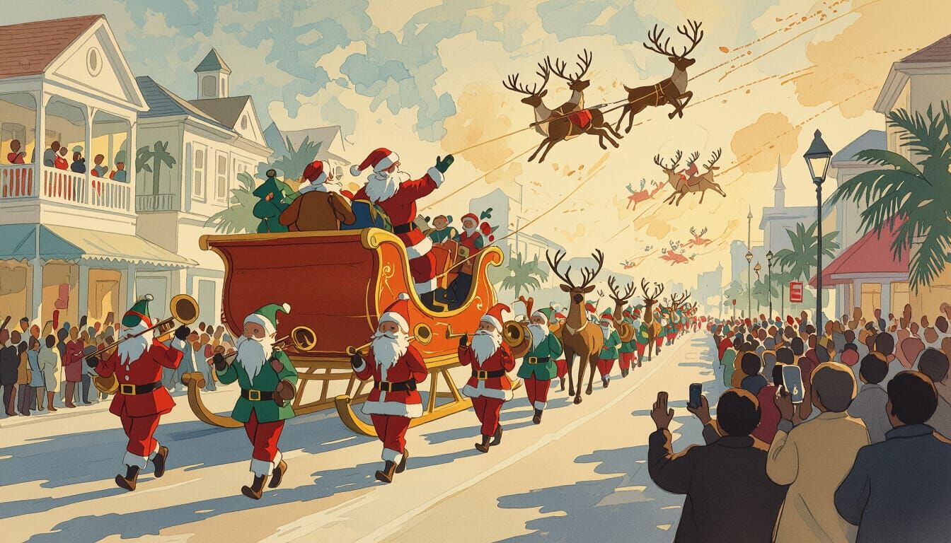 Christmas Parade in Bahamas at Golden Hour