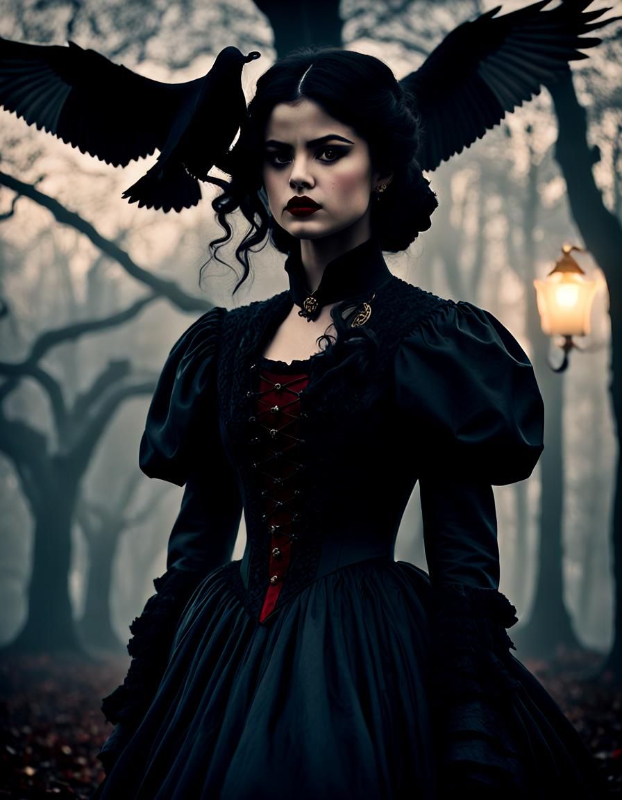 Gothic Mina Harker in Victorian London Dusk