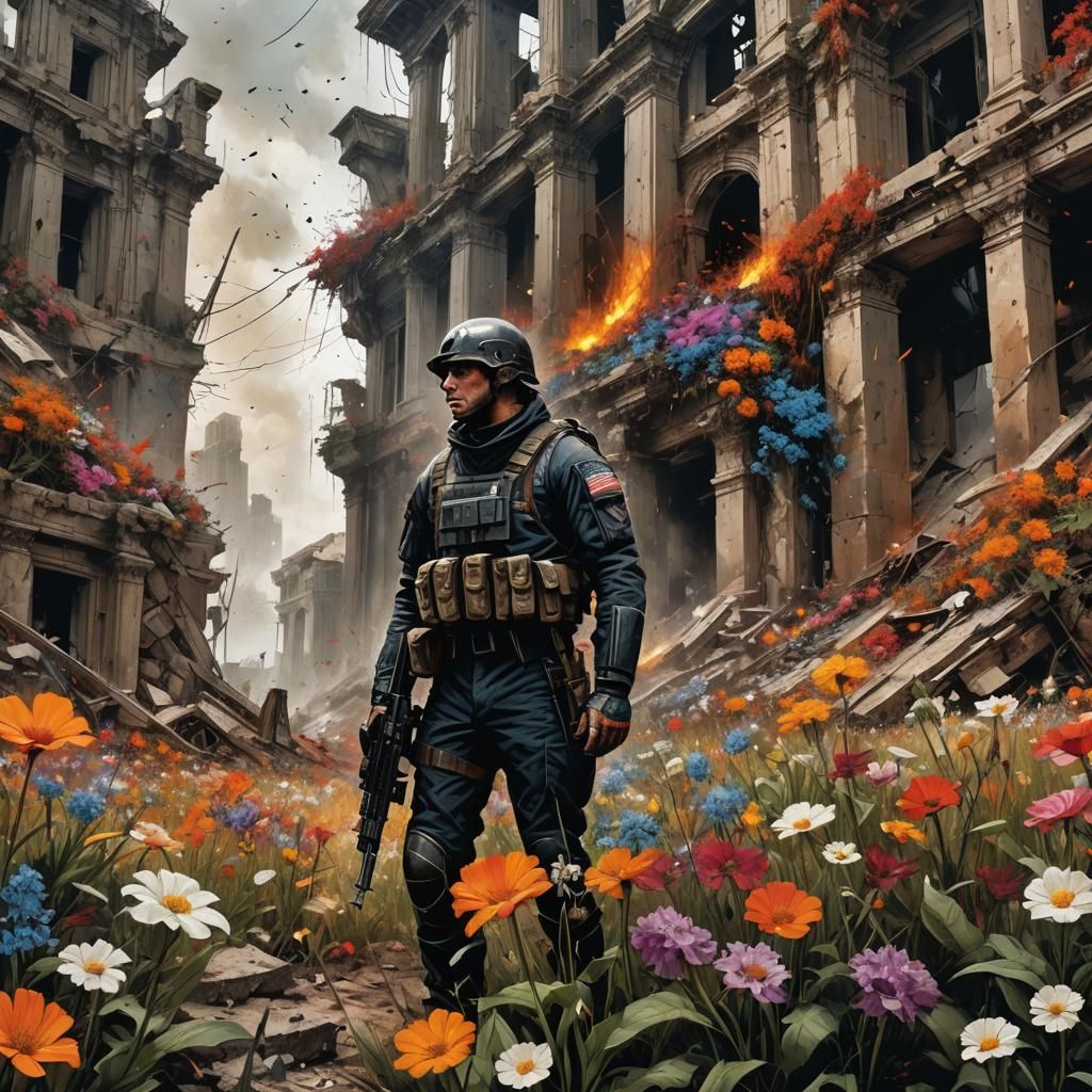 Explosive Flowers Bloom Over Battlefield Ruins