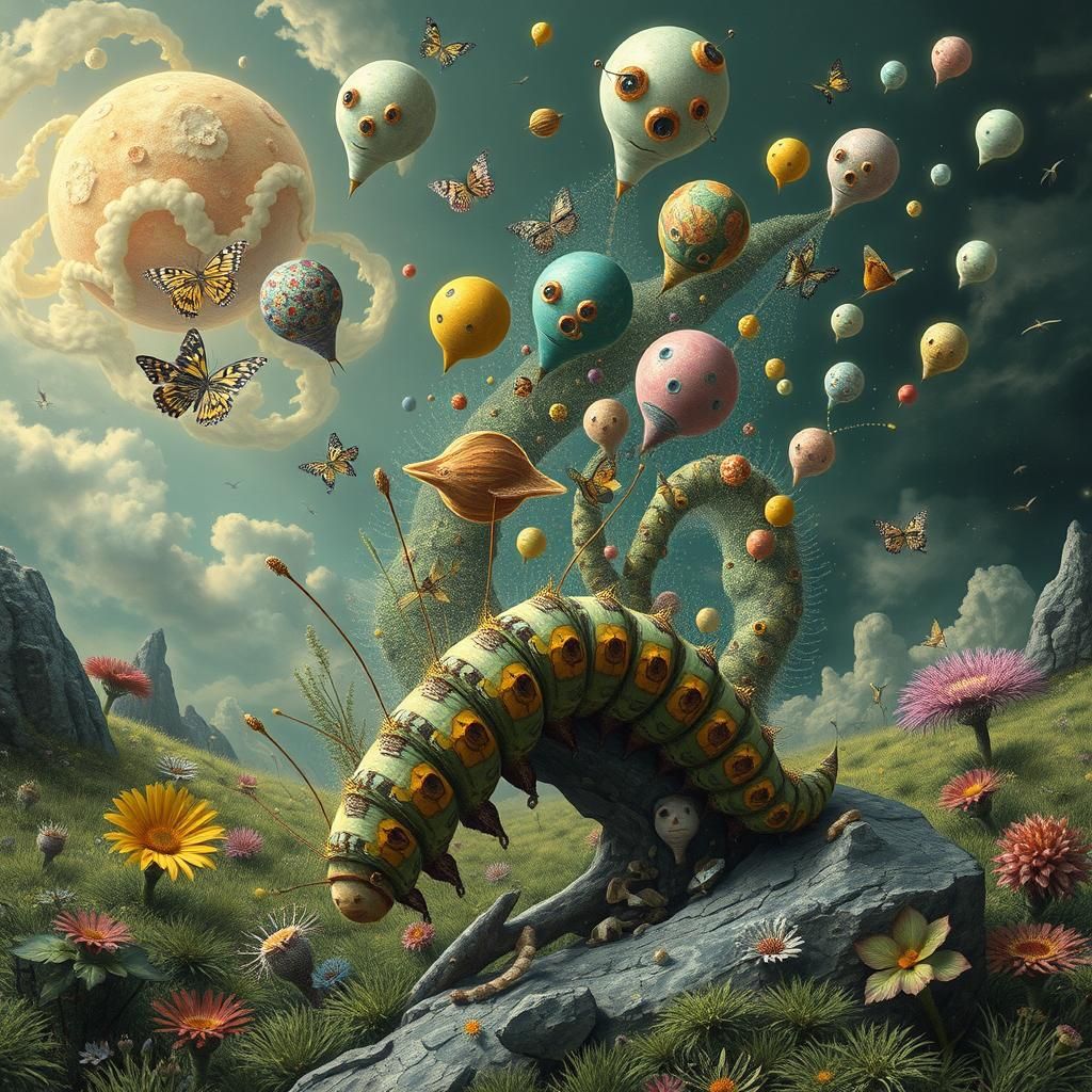 Surreal Caterpillar Thoughts as Digital Art
