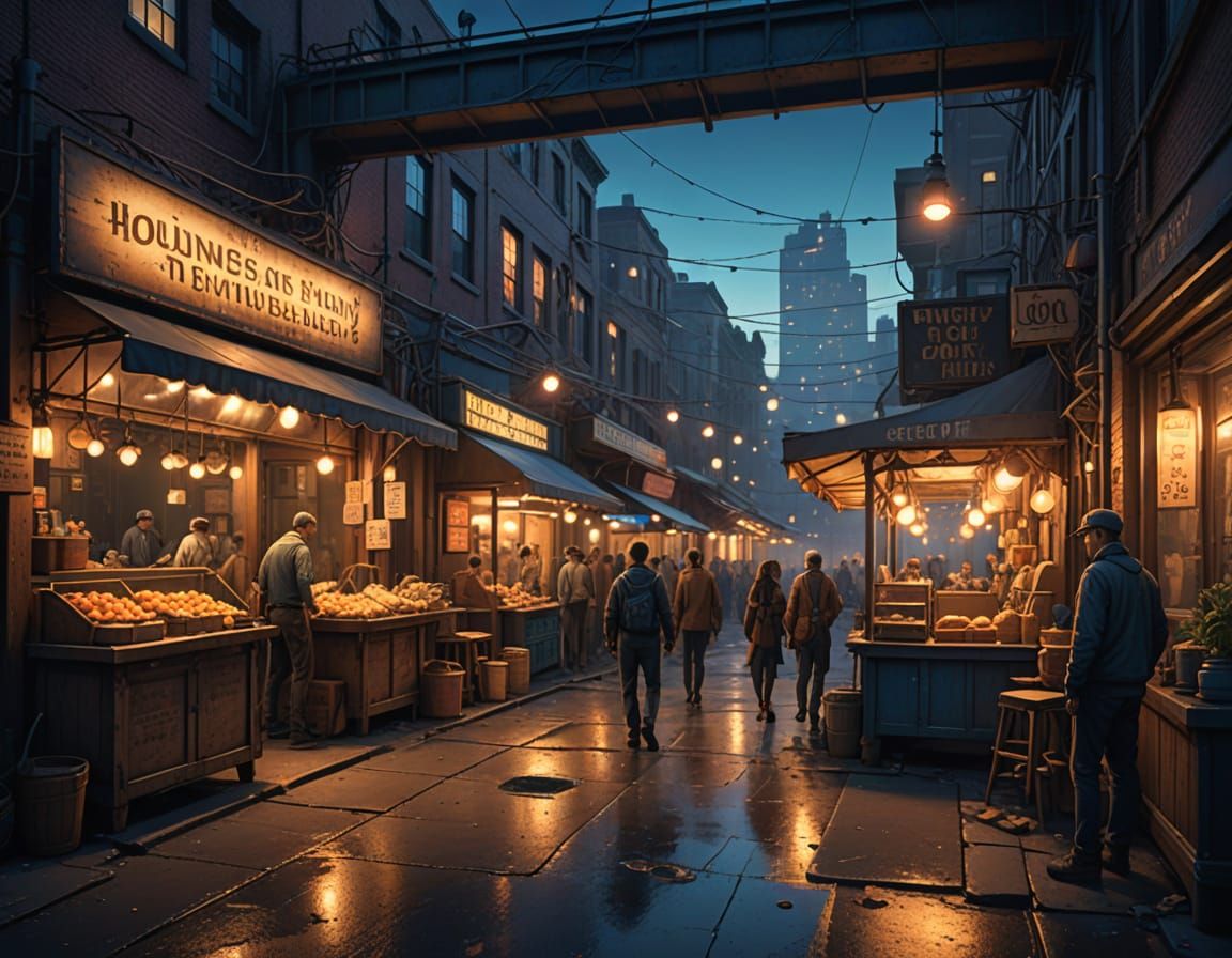 Whimsical Market Sign in Warm Golden Hues