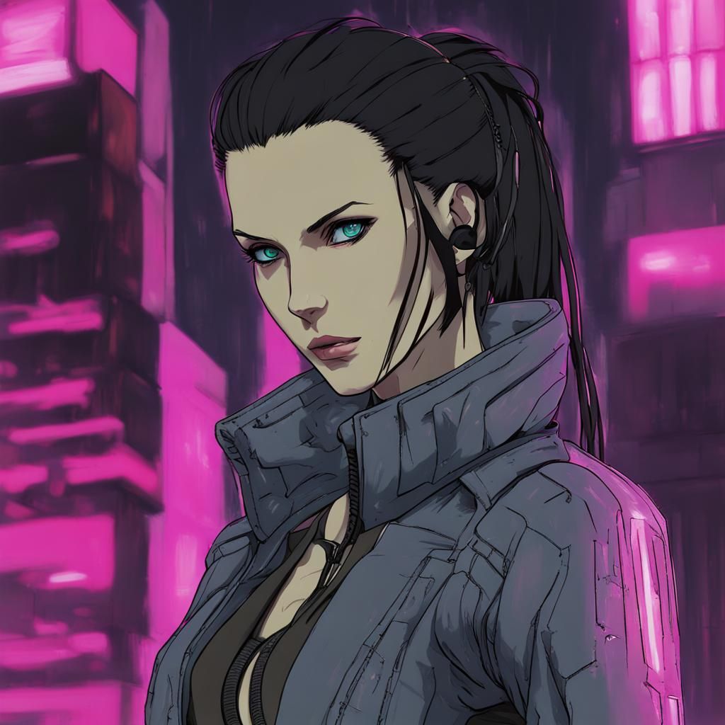 Re-L Meyer in Cyberpunk 2099 Neon Cityscape