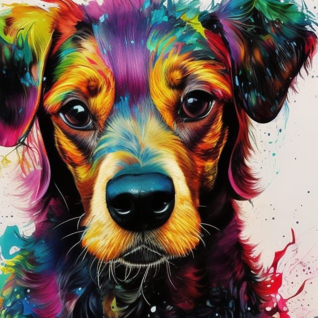 Colorful Ink Splash Dachshund: 3D Splash Art
