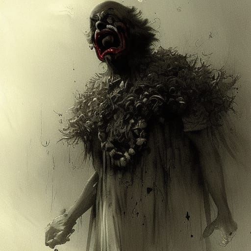 evil clown horror Gustave Doré Greg Rutkowski