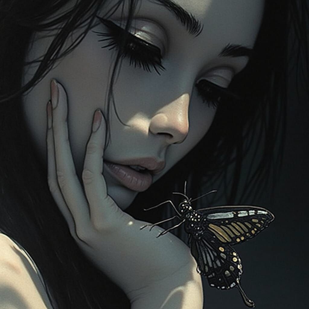 Butterfly Lands on Face: AI Generated Image