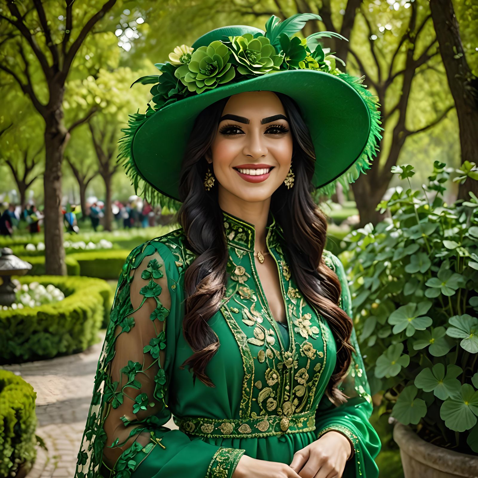 A Young Persian lady in a green dress.