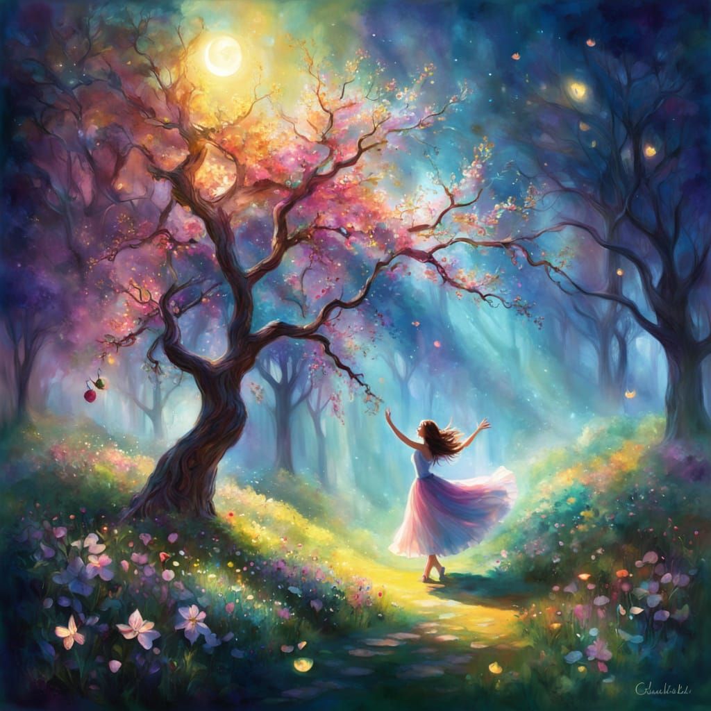 Ethereal Blossoming Wonderland in Vibrant Dreamlike Art