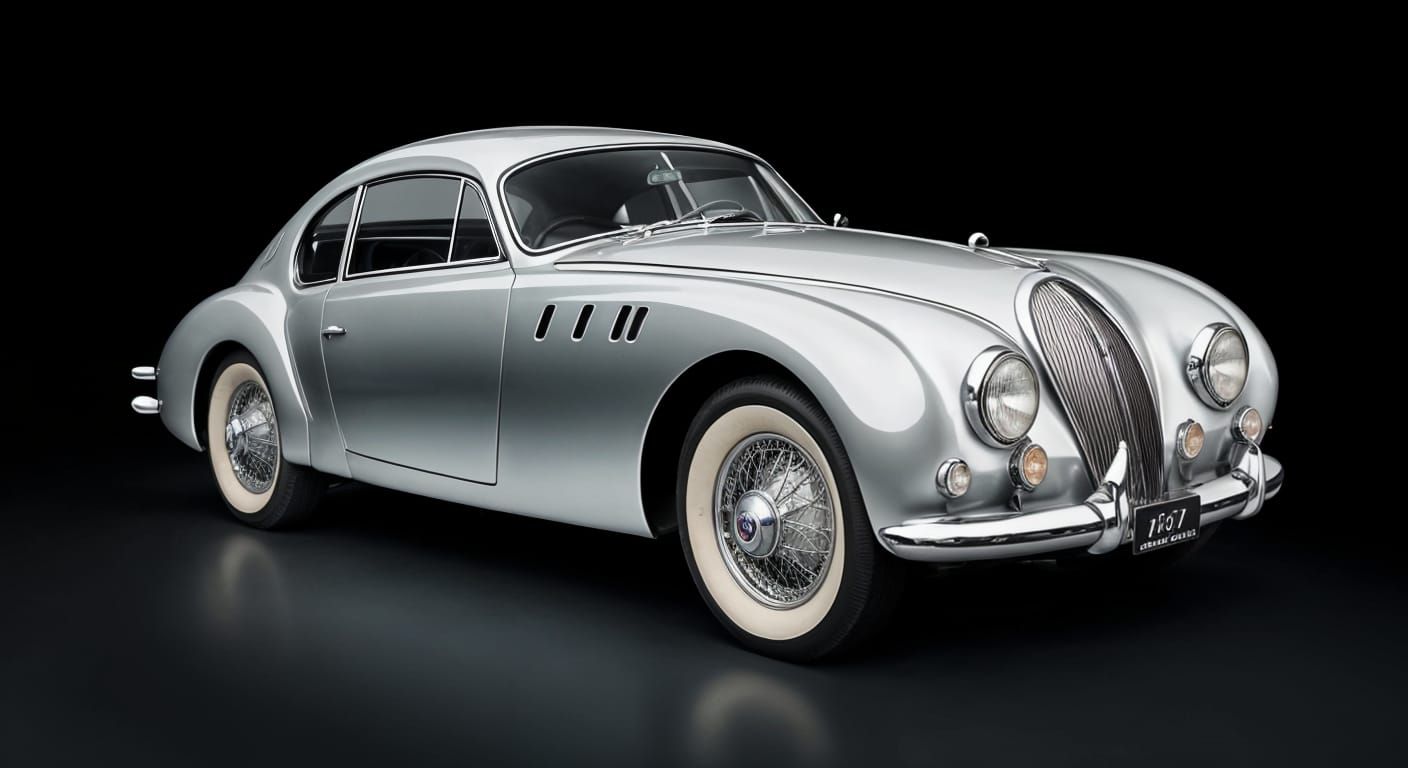 Luxury 1950s Fastback Sedan with Silver Details