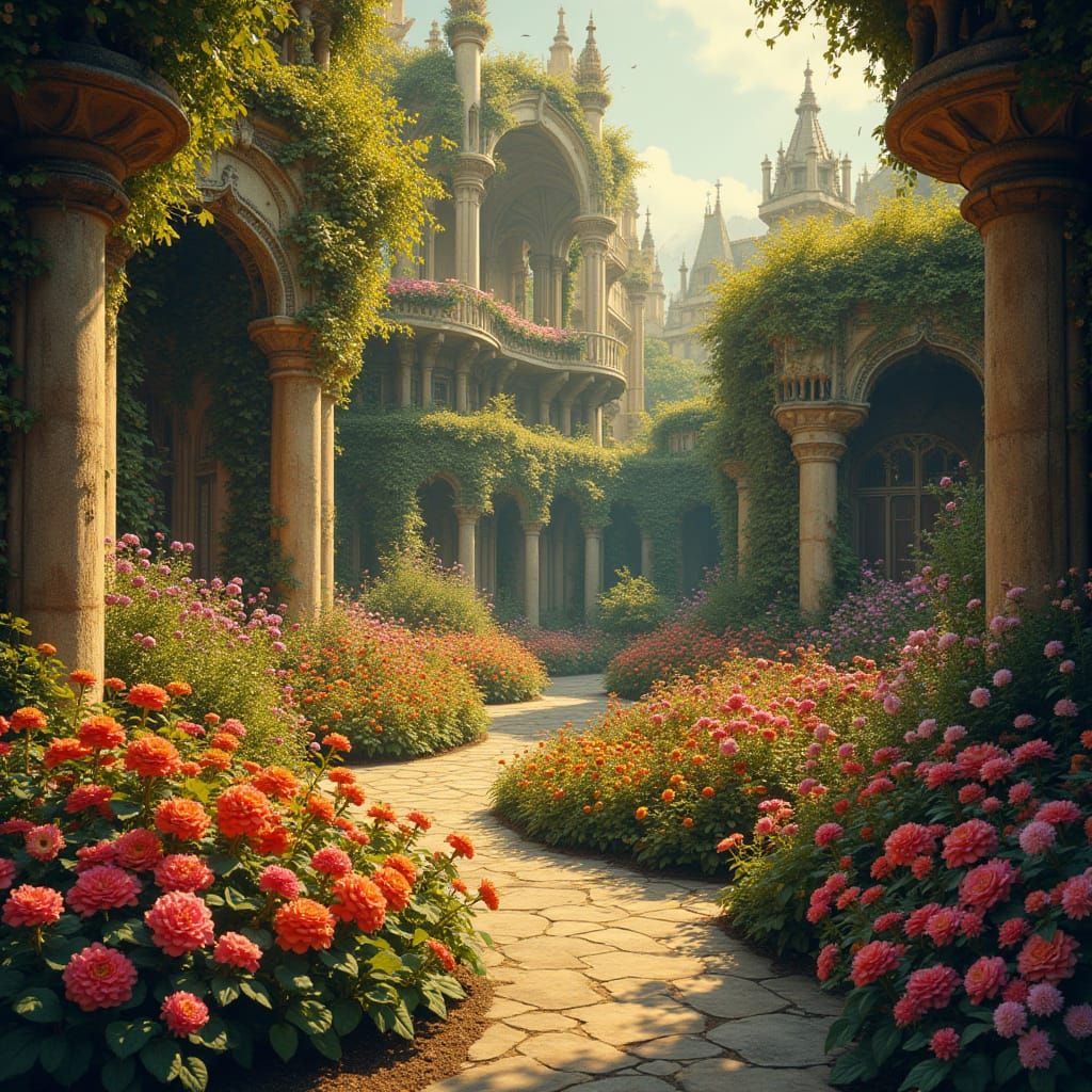 Baroque Garden in Vibrant Bloom