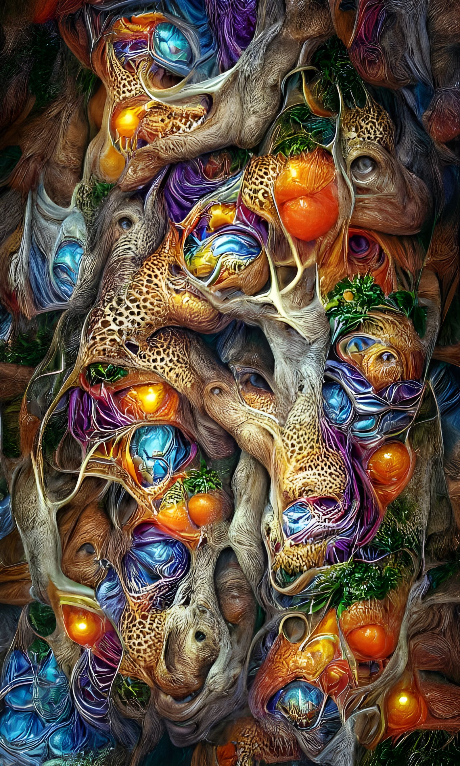 Mystical Tree of Life with Creature Faces
