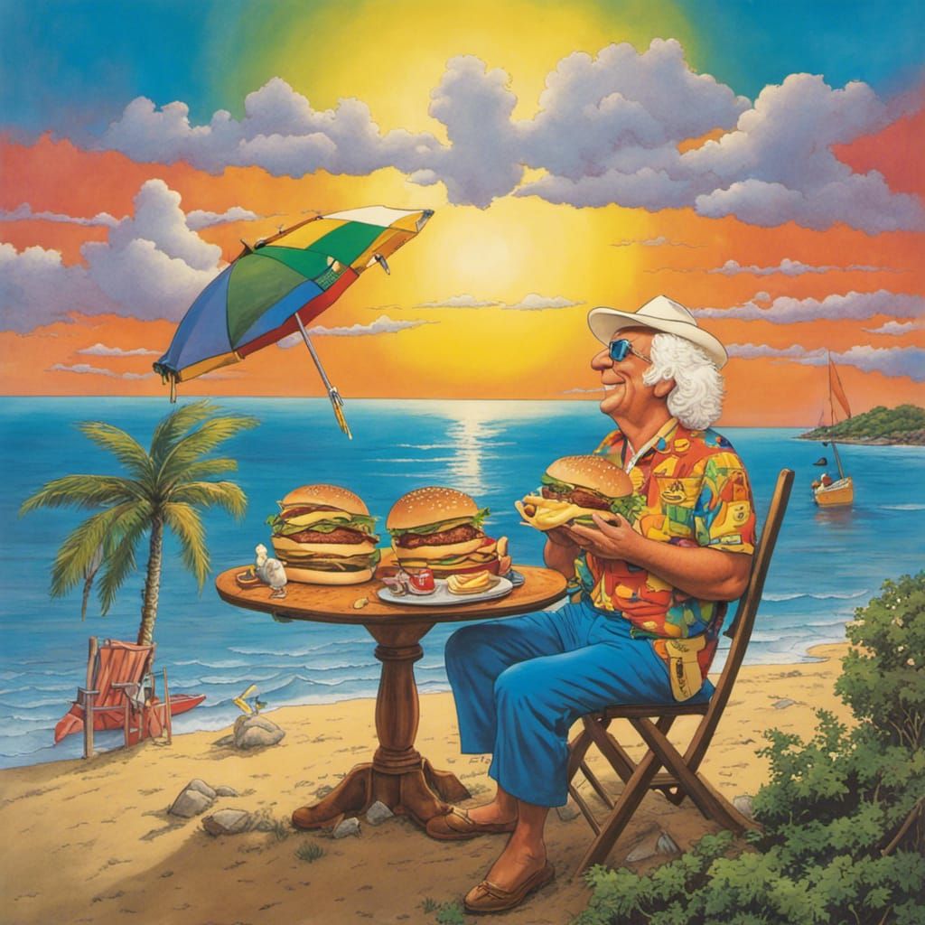 Cheeseburger in Heaven: A Colorful Comic Art