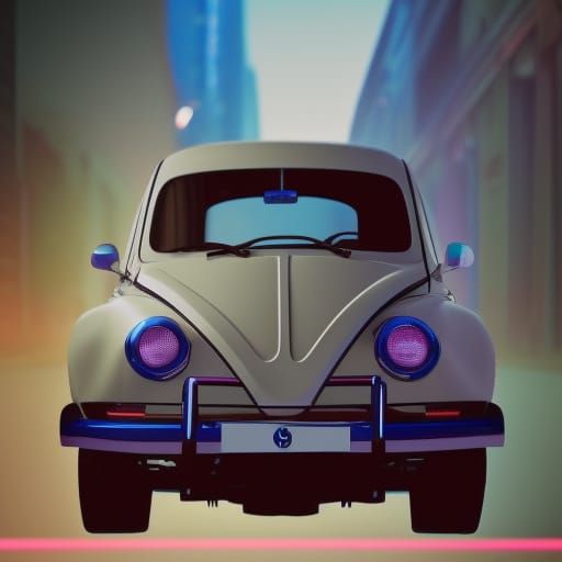 Cyberpunk Hybrid: VW Beetle and Bus Mashup