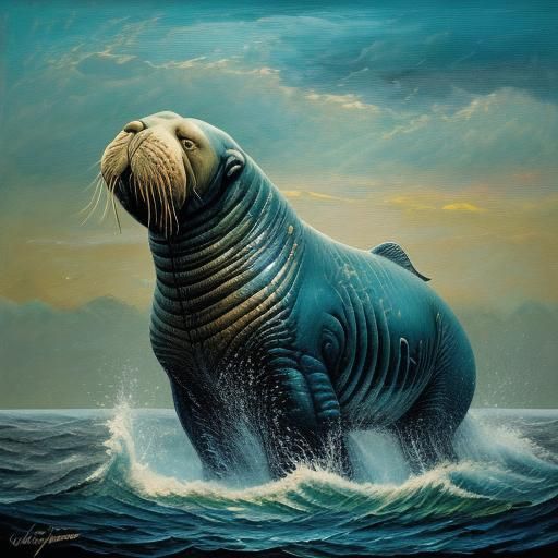 Surreal Walrus in Deep Sea Palace