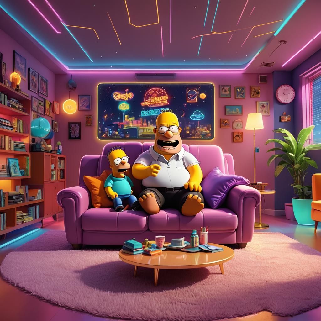 Peter Griffin and Homer Simpson in Pixar Style