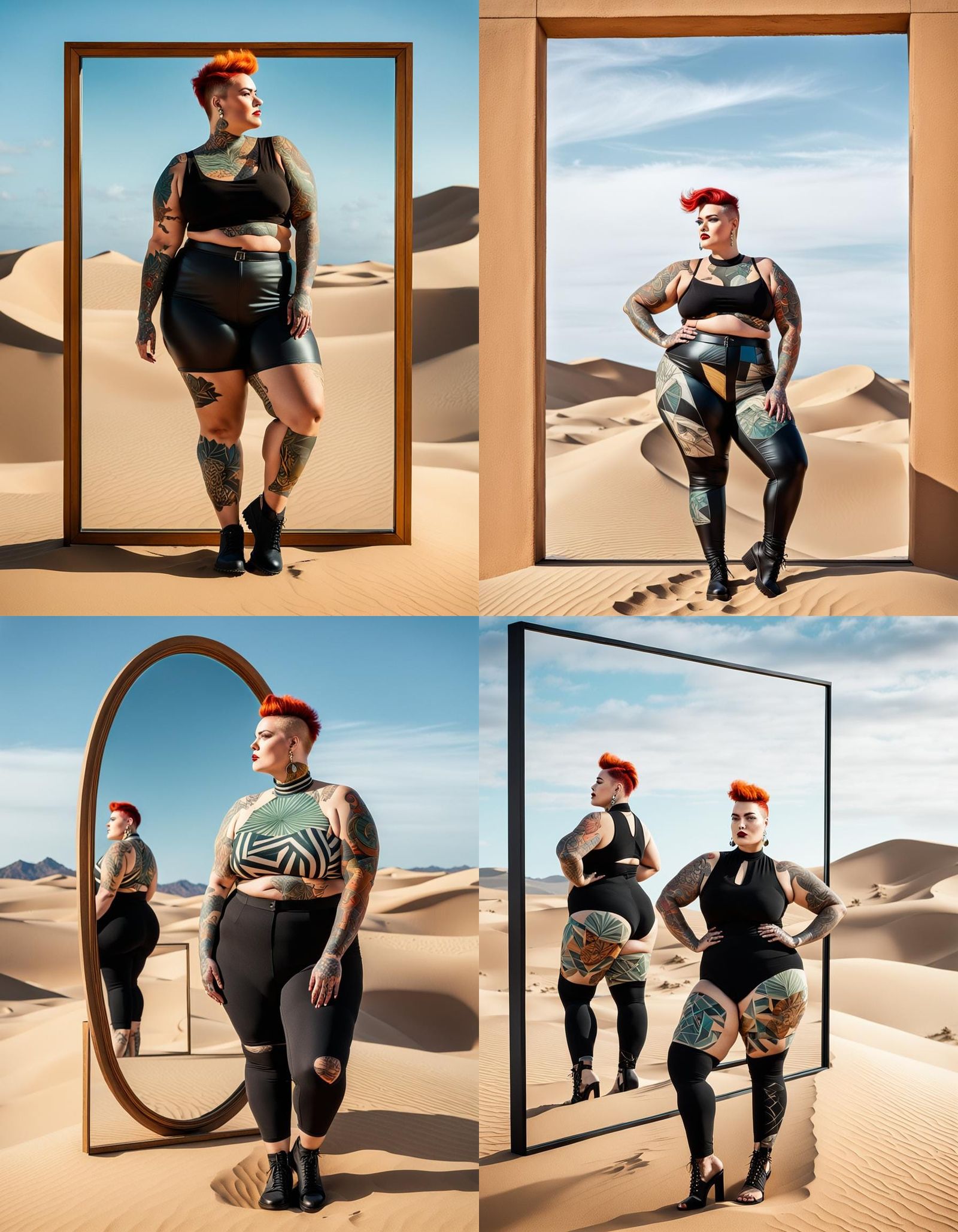 Cubist Model on Dune with Glass Window and Mirror