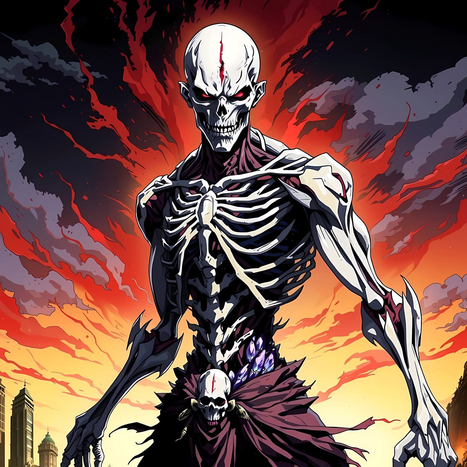 Ominous Undead Avatar in Grim Anime-Inspired Art