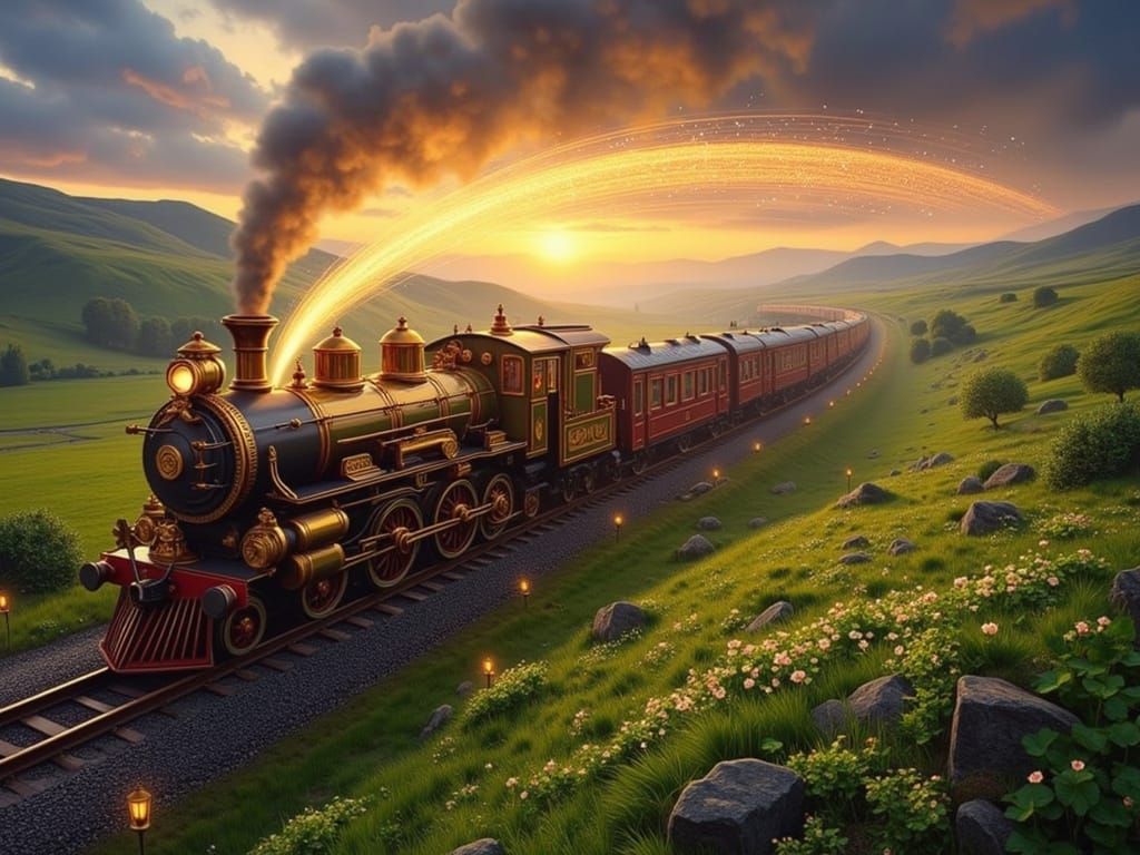 Steampunk Shooting Star over Irish Countryside