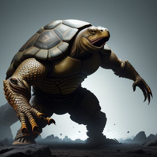 Martial Tortoise in Cyberpunk Armor