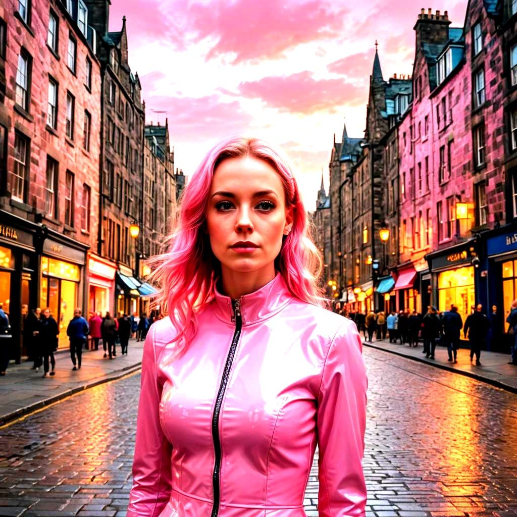 Woman in Pink Latex Outfit in Edinburgh