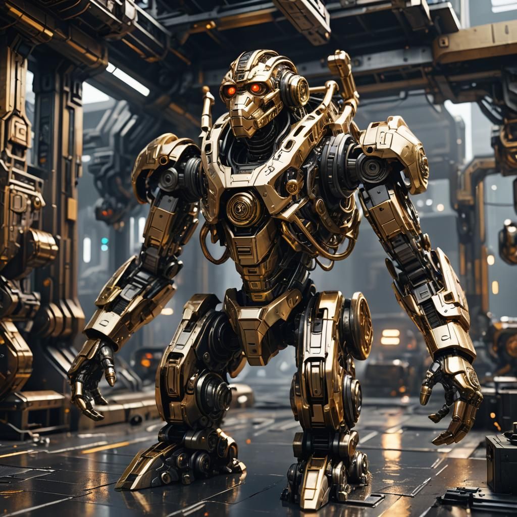 Futuristic Brass Monkey Mech in High Definition
