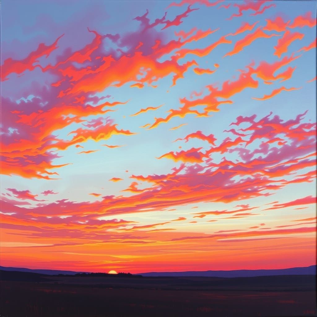 Romantic Sunset Unfolds over Serene Landscape