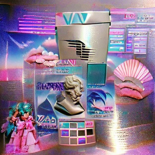 Vaporwave Aesthetic with Neon Geometric Shapes