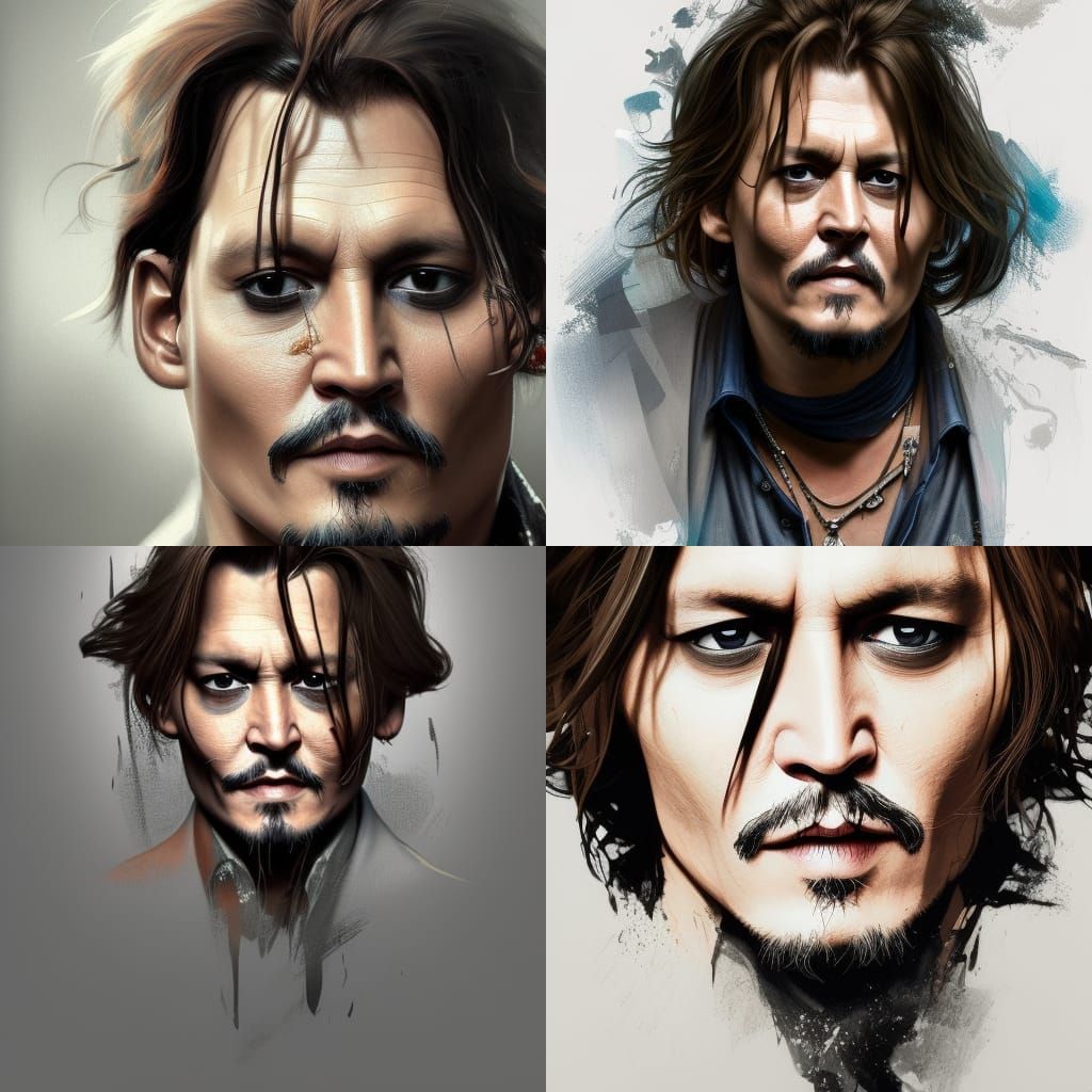 Johnny Depp Portrait in Hyperdetailed Art Nouveau Style