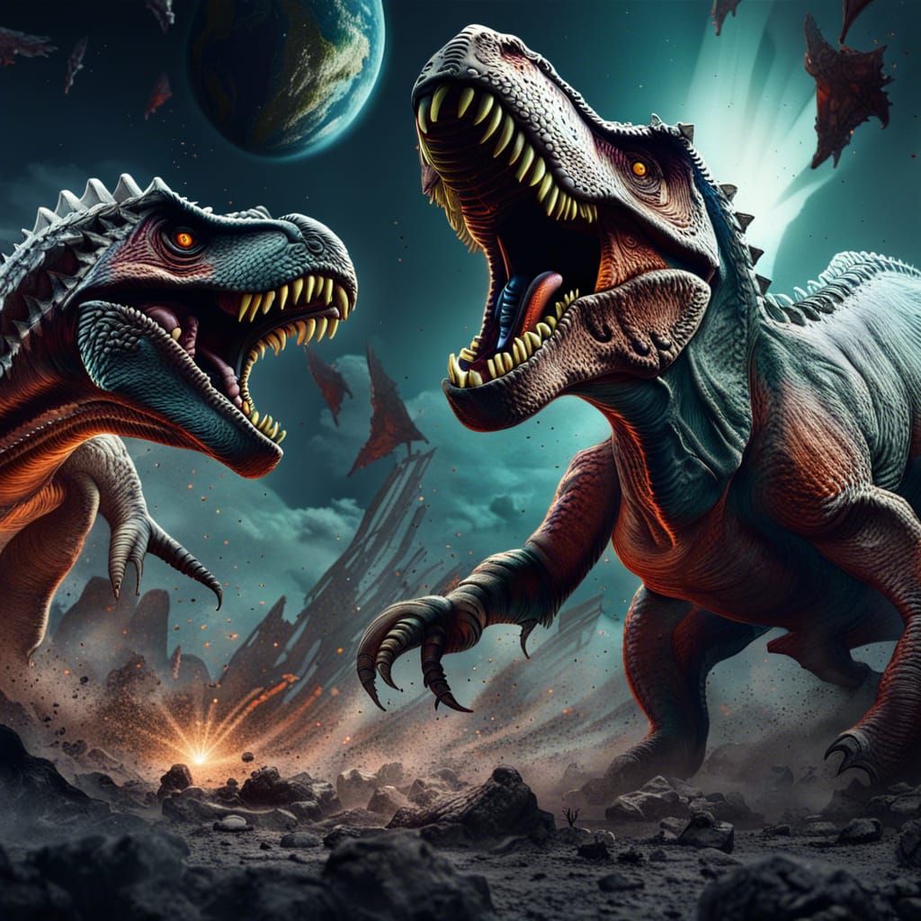 Prehistoric DInosaurs Battling