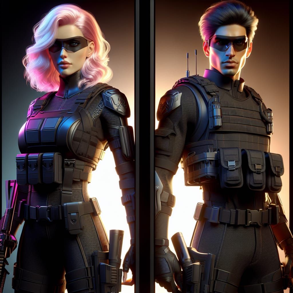 Aetherpunk Super Soldiers in Tactical Gear: 3D Render